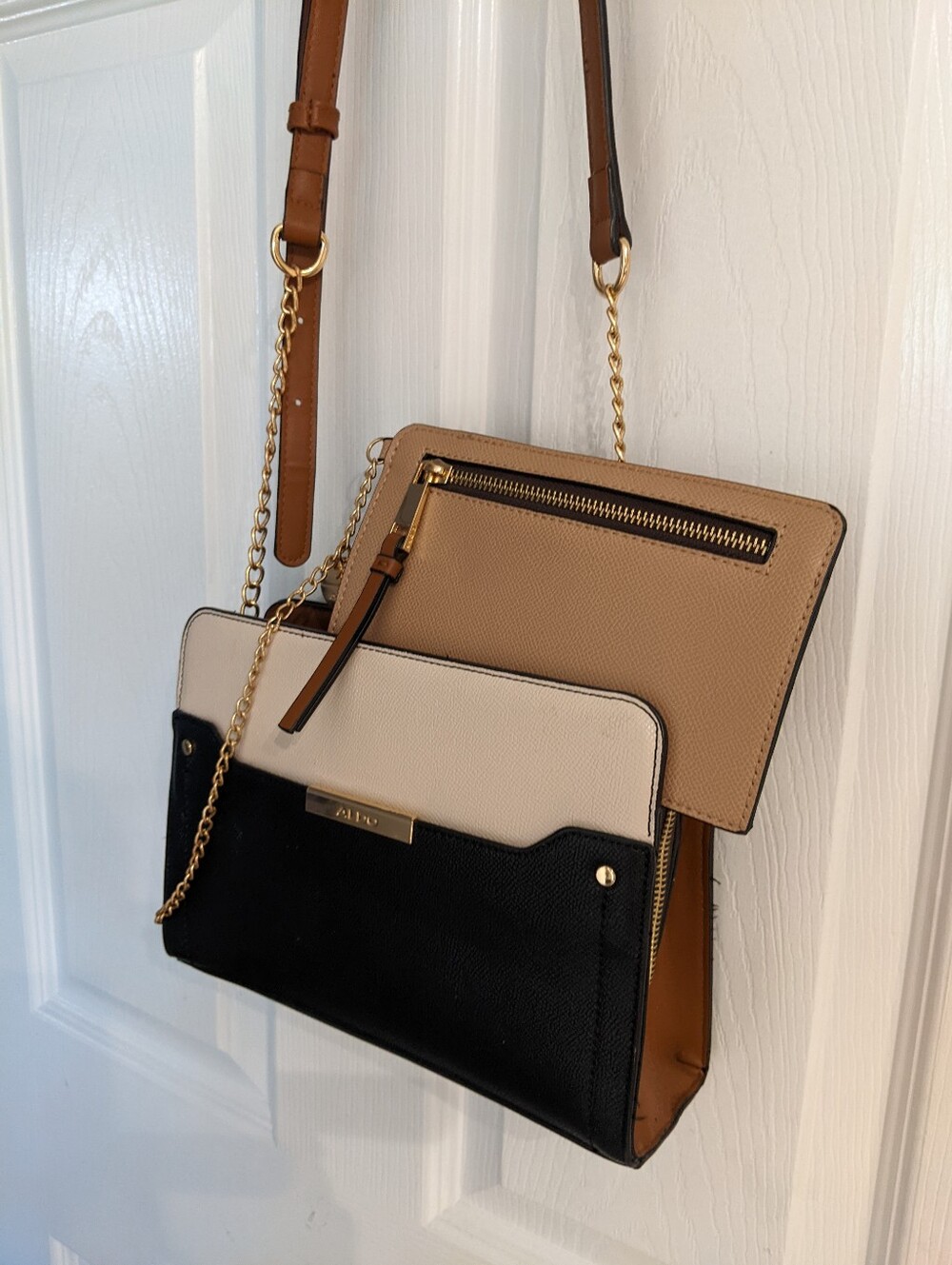 Chic Colour Block Black and Cream Crossbody Aldo Bag